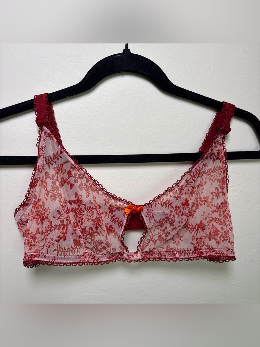 Adore Me Gabby Floral Unlined Bralette Bra XL Sheer Wireless Bra Pink